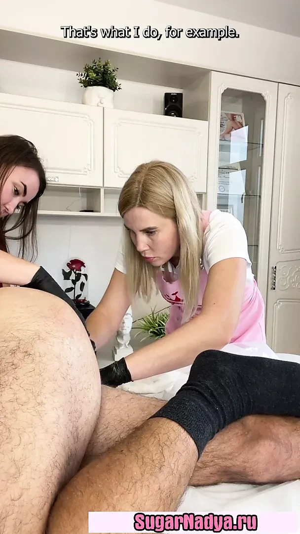 A man's ejaculation during a depilation training session