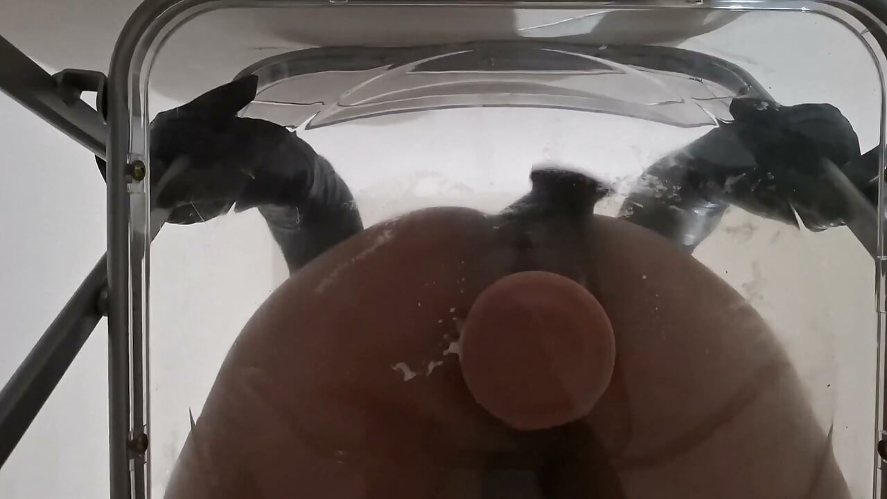Extended Cut: POV Dirty Talk Fat Ass Goth Trans Facesitting and Anal Creampie After Riding Dildo on Transparent Chair