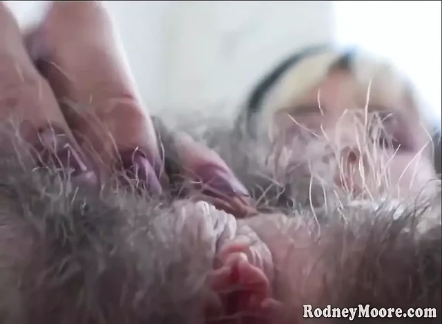 Super Hairy All Over Girl Plays with Pussy