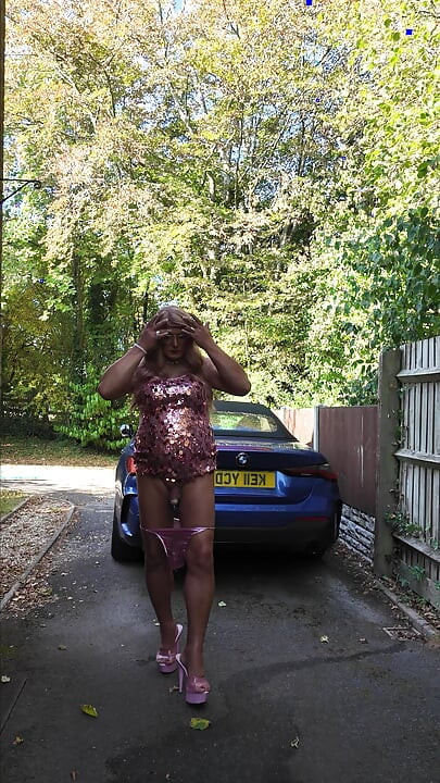 Sexy Crossdresser kellycd2022 in my pink sequin little dress and shiny pink panties
