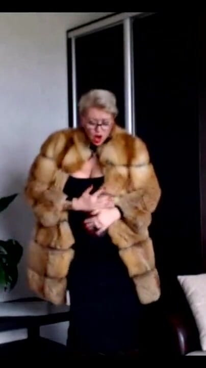 Mature bitch in a fur coat... Performance by the famous webcam whore and singer Aimee Hot MILF )) | Clip 3