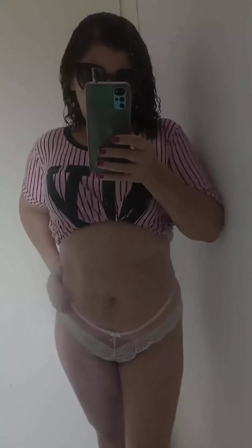 Mature Latina Poses in Front of the Mirror with Sexy Panties on