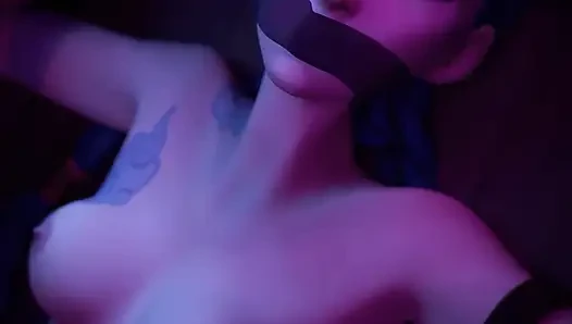 Tattoed Blue Haired Girl in Orgasmic Missionary!