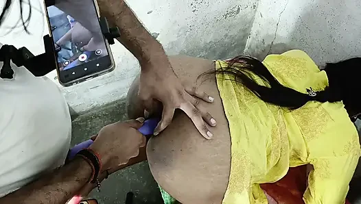 Double dildo in ass to fuck big ass Hindi audio doggy style anal
