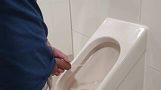 Risky urinal wank and cum