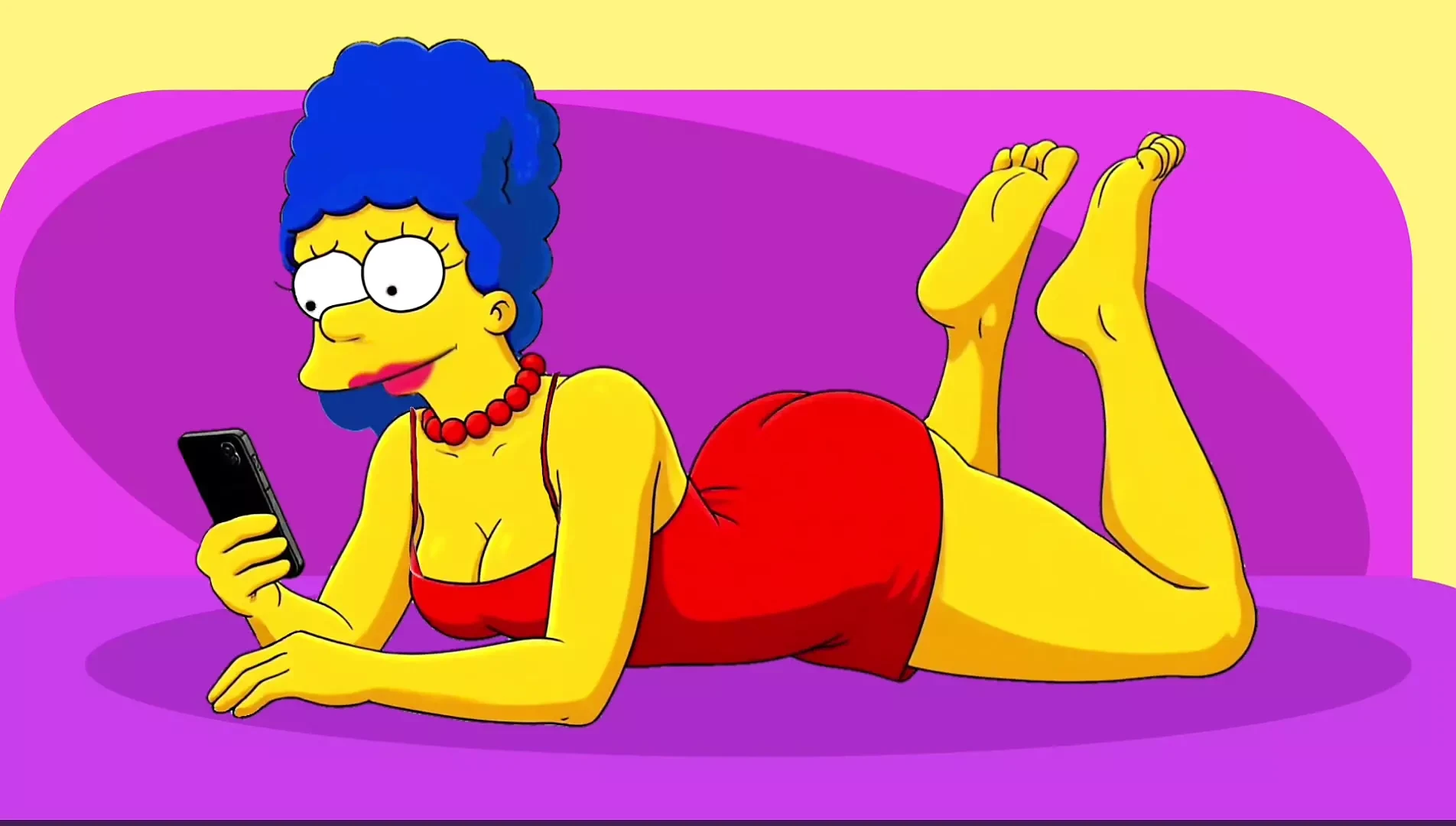 Wife Cheats on Her Husband with a Fitness Trainer. Cartoon. Simpsons Parody