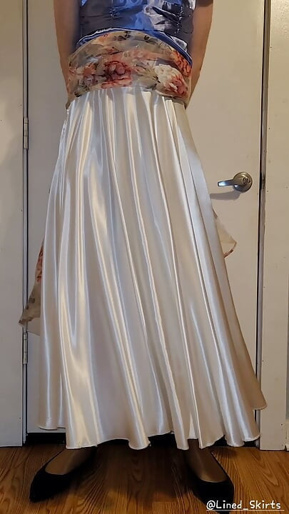 Slippery smooth satin layers underneath my skirt