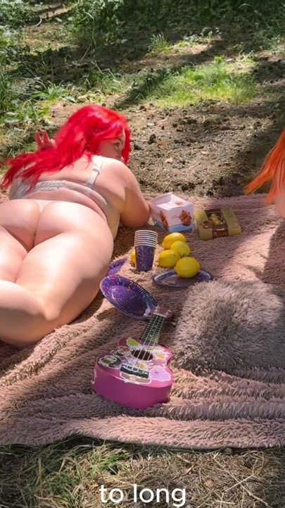 Girlfriends on a picnic licking each other's. The first lesbian sex. | Clip 1