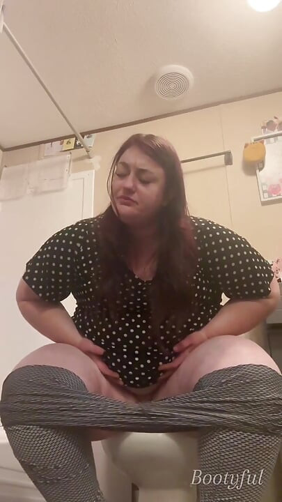 PAWG BBW Clogs the Toilet Due to Holding Everything for Hours: with Lots of Farts and the Sound of Her Using the Restroom or Bat