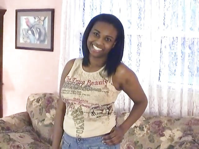 Chubby black chick shows off her large ass