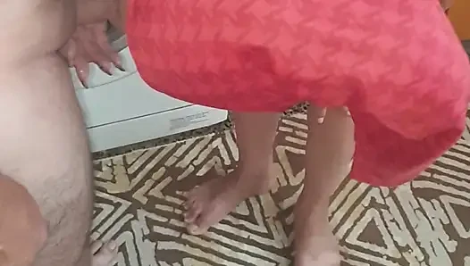 I made my maid, who wears a headscarf, perform oral sex on me in the kitchen.