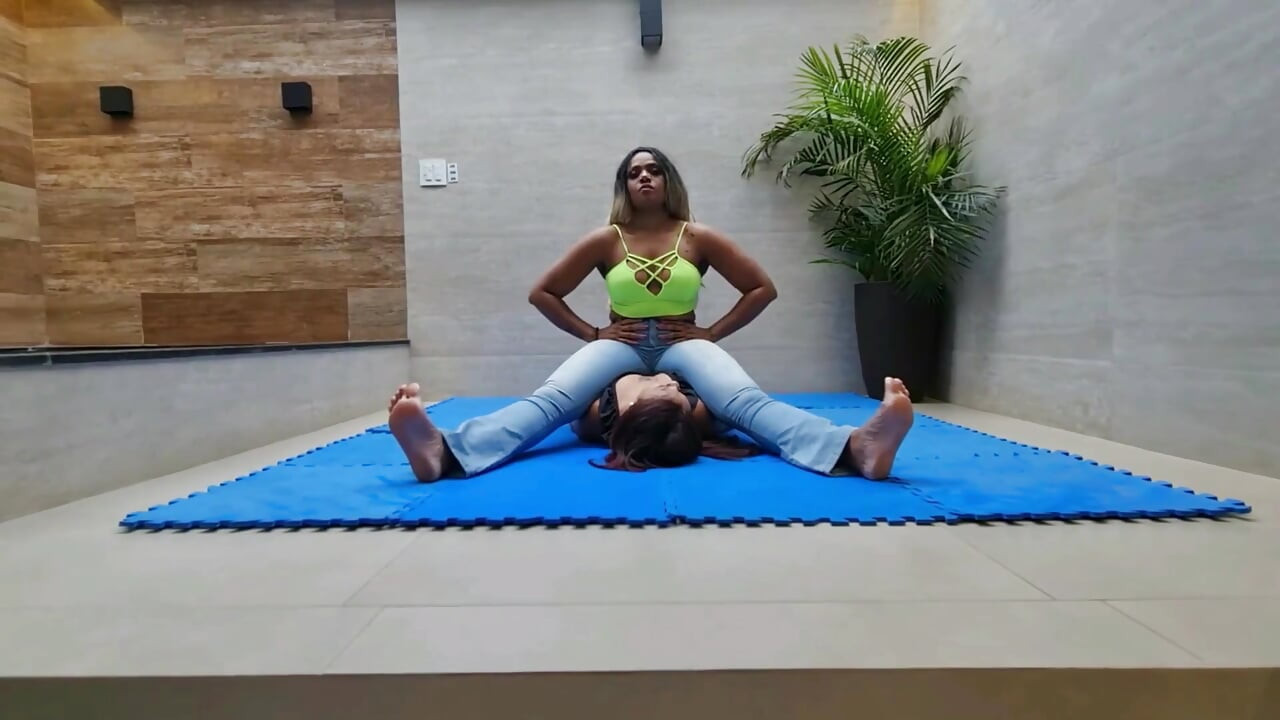 Belly and chest sitting by veronica and her slave