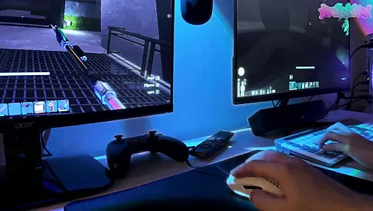 Cewek gamer montok menggulung mata selama creampie hari hujan yang penuh gairah