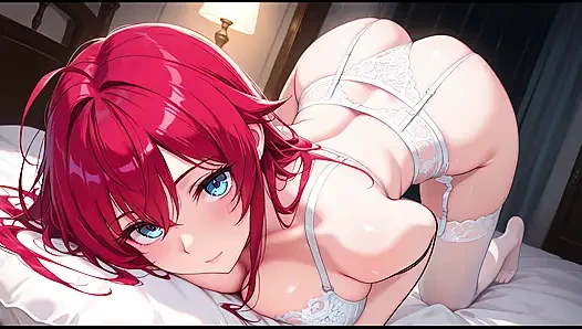 Rias Gremory işten sonra kocasıyla tanışır. Rias Gremory hentai cosplay