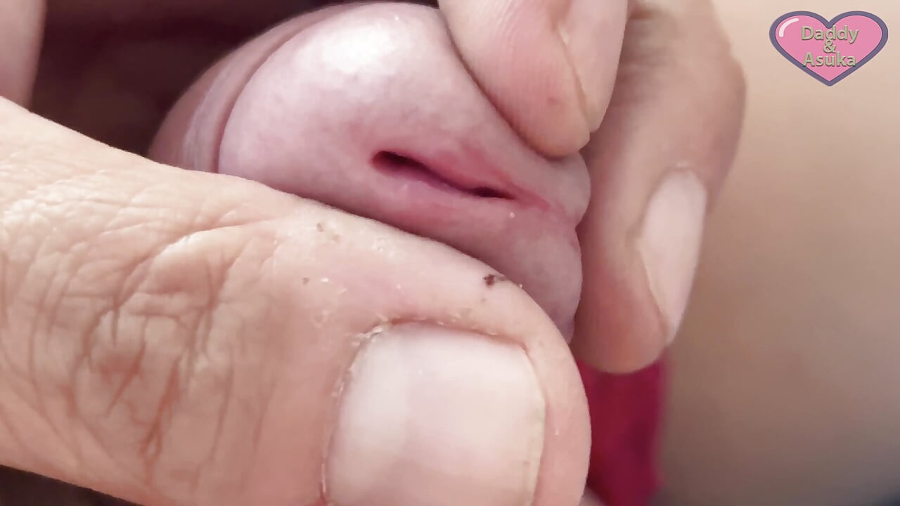Sexy Red Head Asuka Gets a Handjob and Closeup Look at Her Cock and BJ From Daddy
