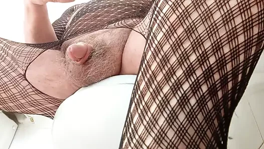 Bodystocking a rete senza cavallo nero e giocattoli