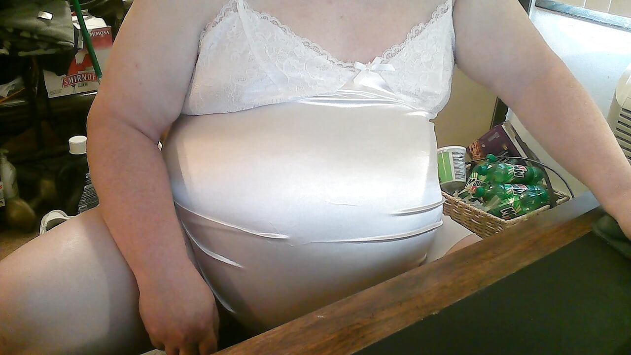 White nightie and black panties