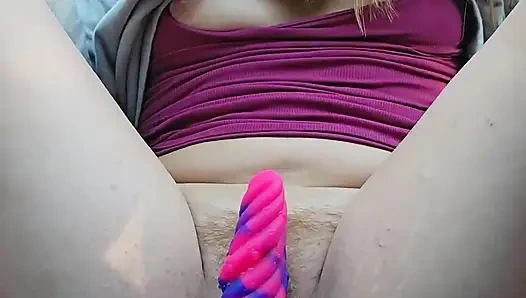 Redhead Fucks Monster Dildo in Ass and Pussy Squirting Everywhere