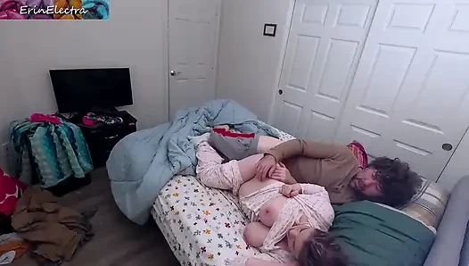 Bare bottom stepsister shares a bed with stepbrother