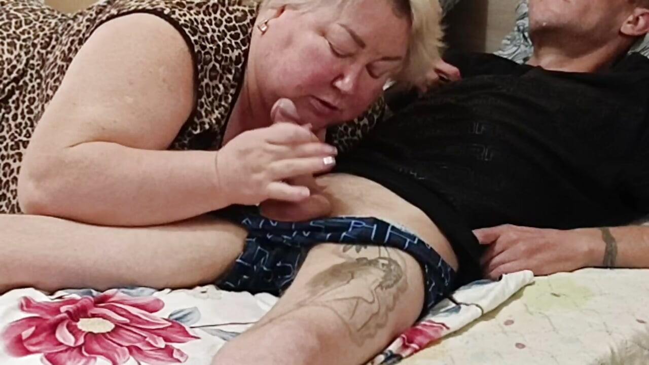 Neighbor swallows mouthful of hot thick cum