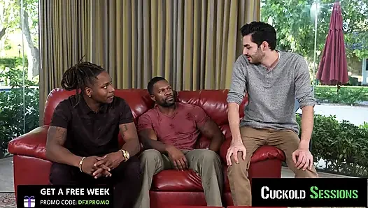 CUCKOLD SESSIONS - Maddy May First Cuckold Threesome - Husband Watches Her Get DP'd