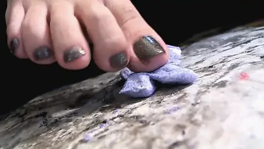 Easter Peep Crush. Long Toes Food Crush, Foot Worship up-close