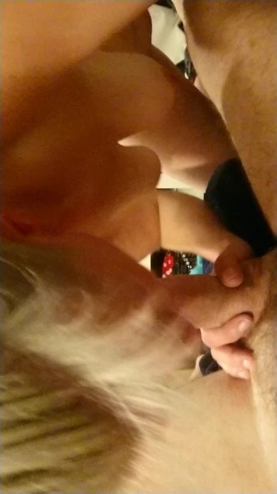 Blonde milf sucking cock