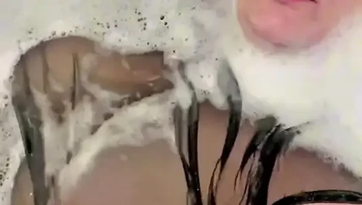 Stepmom Takes A Bath in Stockings and Sexy Lingerie, Wet Big Ass