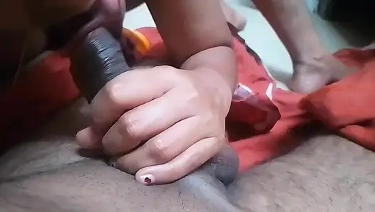Indian village girl massages her friend's penis in her mouth