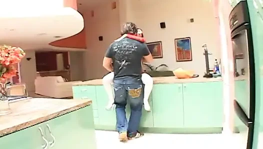 Skinny babe gets both holes drilled to a cumshot by a huge cock