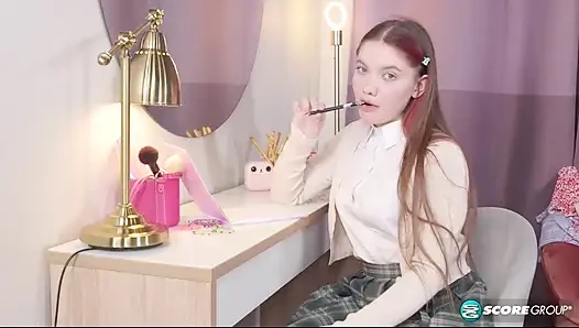 Schoolgirl Vivi Rides Her Dildo and Cums Hard After Class