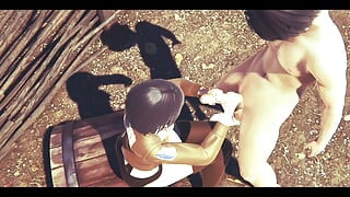 On Titans Hentai - Mikasa Do a Handjob with Cum in Her Face and Uses a Dildo - Manga Anime Japanese Asian Game Porn