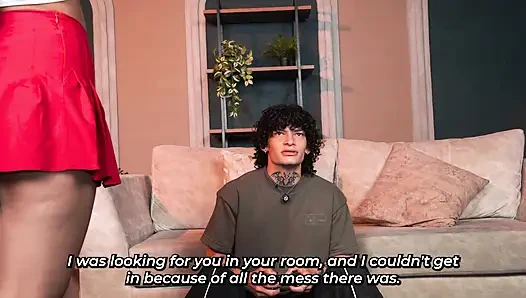 Nerd stepbrother ends up enjoying his stepsister's slim body