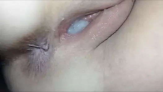 Double creampie in her wet and tight pussy