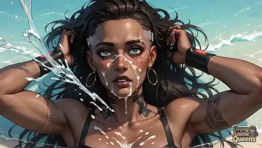 A Black Cyberpunk Beach Whore. Best Porn Ever! Horny Bitch!