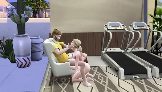 College girl joins the team and gets fucked by the coach in the gym. The Sims