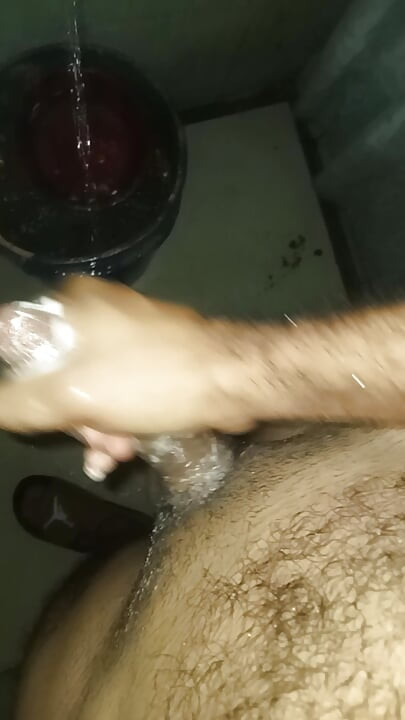 Small fart man's cock in the shower
