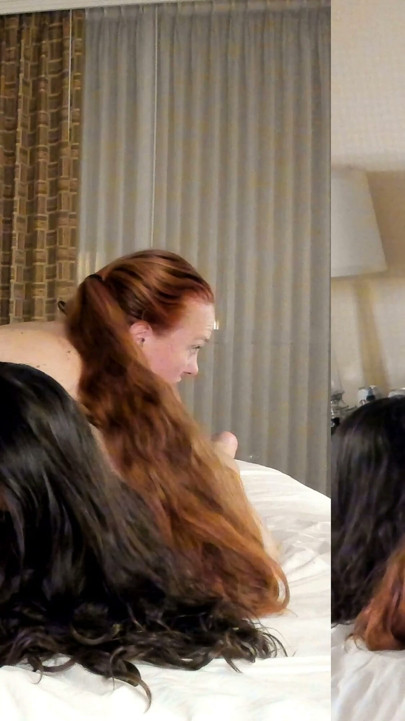 Hot Redhead Bent Over Sexy BBW By Husband And Fucked After BBW Rides Her With A 2 Sided Strapon | Clip 2