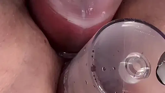 Closeup Extreme Anal and Pussy Pumping. Stretching with My Favorite Glass Toy.