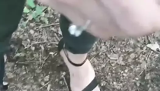 wank outdoor with young tranny