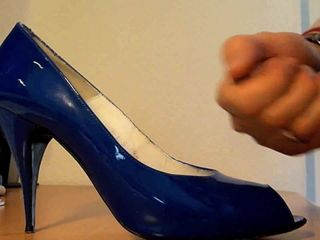 Cum on blue heels