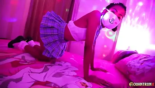 Johntronx - siswi asia pakai masker dientot habis-habisan - pov