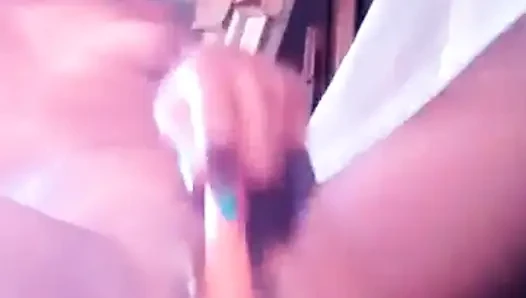 Cute girl dances while stroking her for fun