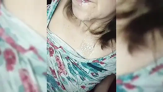 Crot di wajah. Crot di mulut.