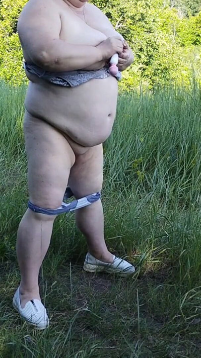 Mother-in-law undressed in the park and pisses in front of everyone | Clip 1