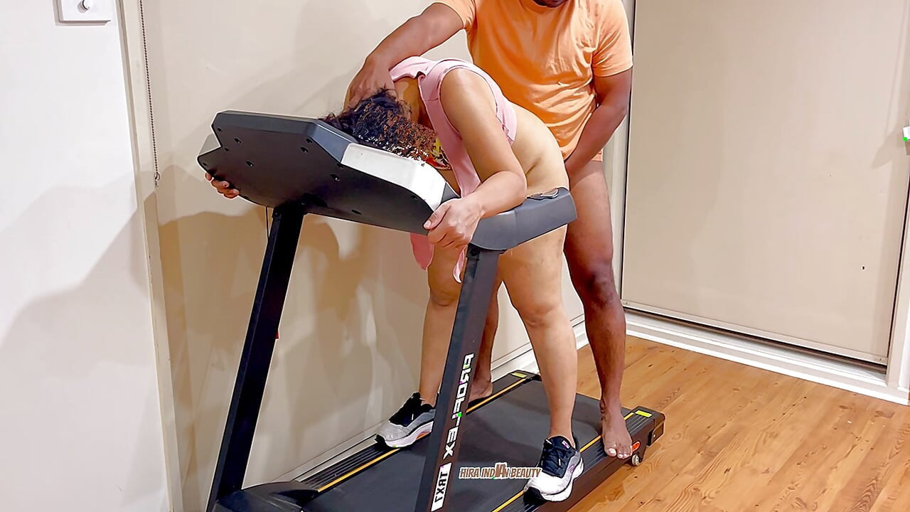 Hot Indian Bhabhi Fucked Rough by her Step Dad on Treadmill Home Workout