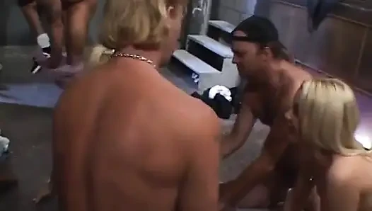 Three whores banged on the floor