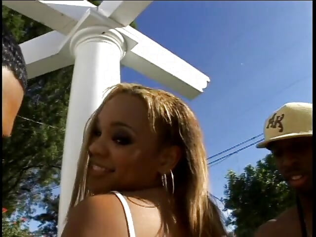 Couple of horny dudes have a good time with young mocha slut