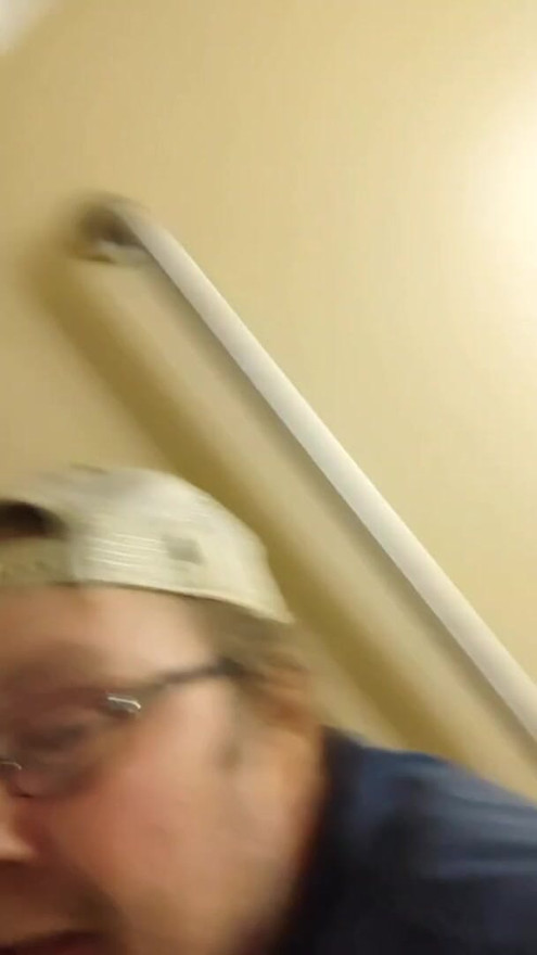 Old disgust fat lick the toilet
