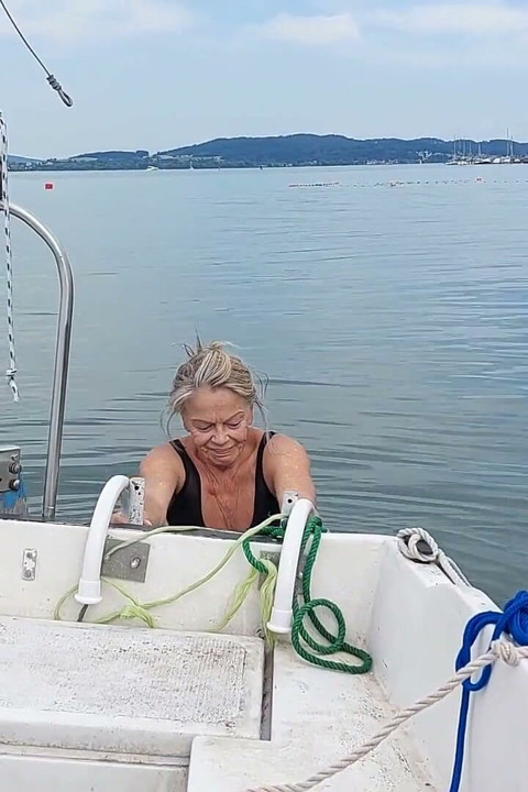Granny Goes Swimming in a Sexy Swimsuit